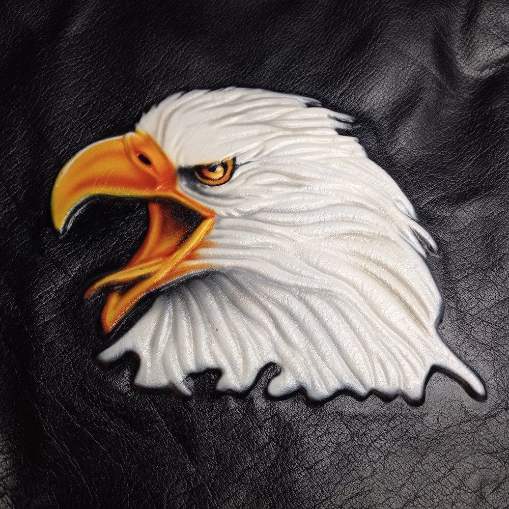Open Road Wilsons Leather Vest 3D Eagle Head on Back